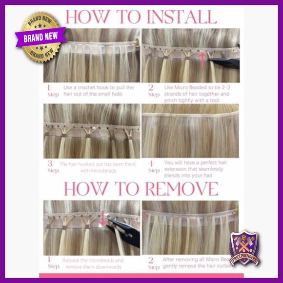 16in Human Hair Extensions, Glueless Micro Bead Tape, 31.5\